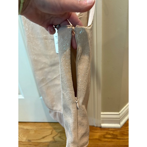 New Express Body Contour Sequin beige Bodysuit Sleeveless Top Party XL - Picture 5 of 10